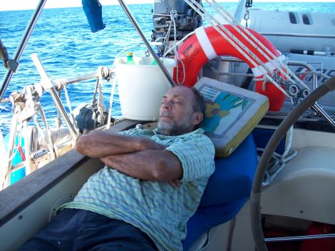 Frank snoozing on passage