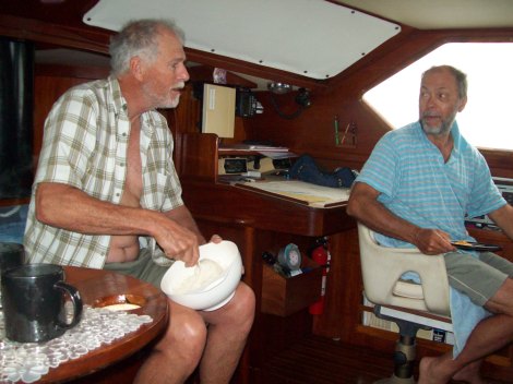 Colin making bread on passage