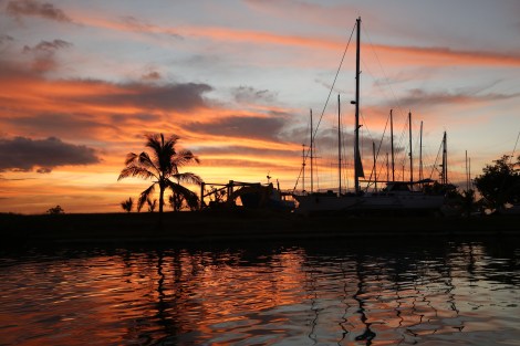 A beautiful sunset in Vuda Marina before we head off cruising the following day